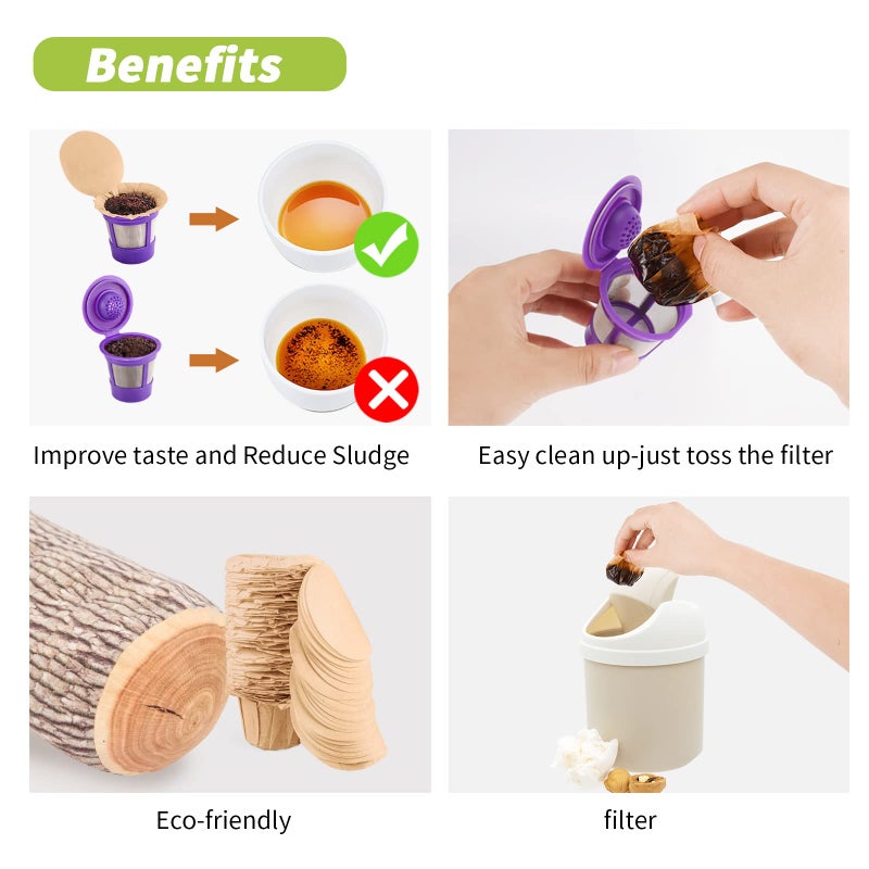 RUOYING Unbleached K cup Disposable Paper Filters with Lid for Reusable K Cup Filters, K Cup Reusable Coffee Filters, Fits All Keurig Single Serve Filter Brands - Image 4